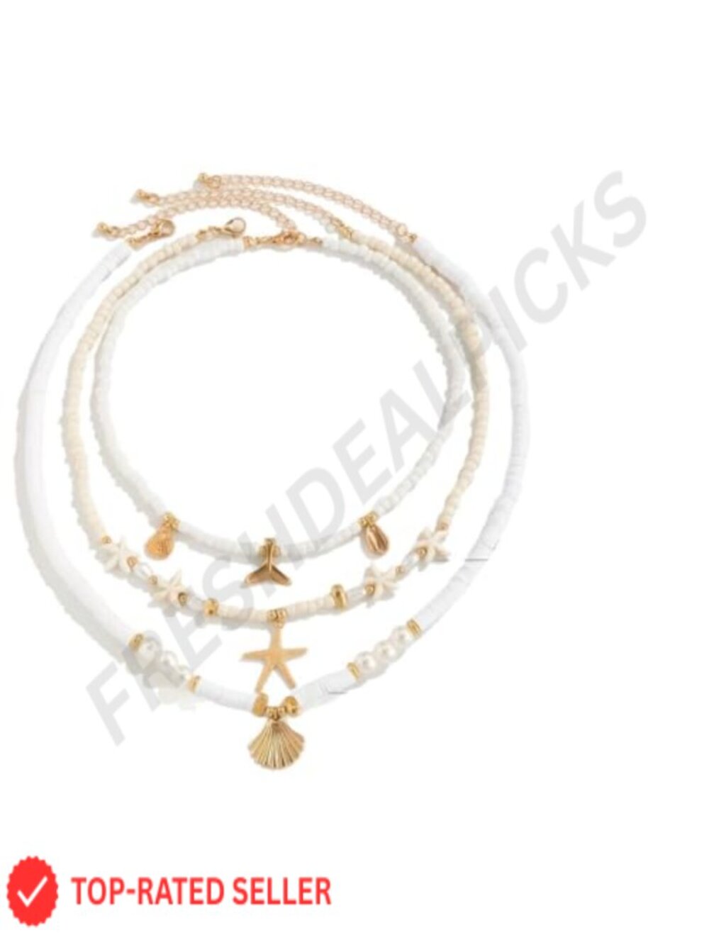 Layered Seashell Necklace for Women Boho Starfish Pendant Beach Jewelry Summer